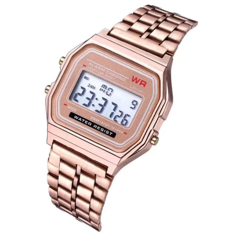 F91W Non-Waterproof Steel Band Watch For Women, Men, Business Clock, Multi-Functional LED Digital Sports Watch, Electronic Clock - DRACO COUTURE