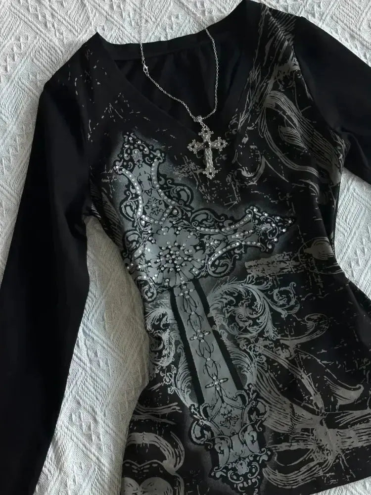 Vintage Gothic T-shirts Women Y2k - DRACO COUTURE