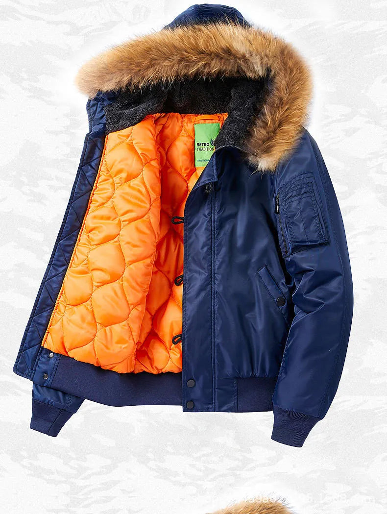 ABOORUN Men's MA1 Bomber Jackets Army Cotton Padded Coats