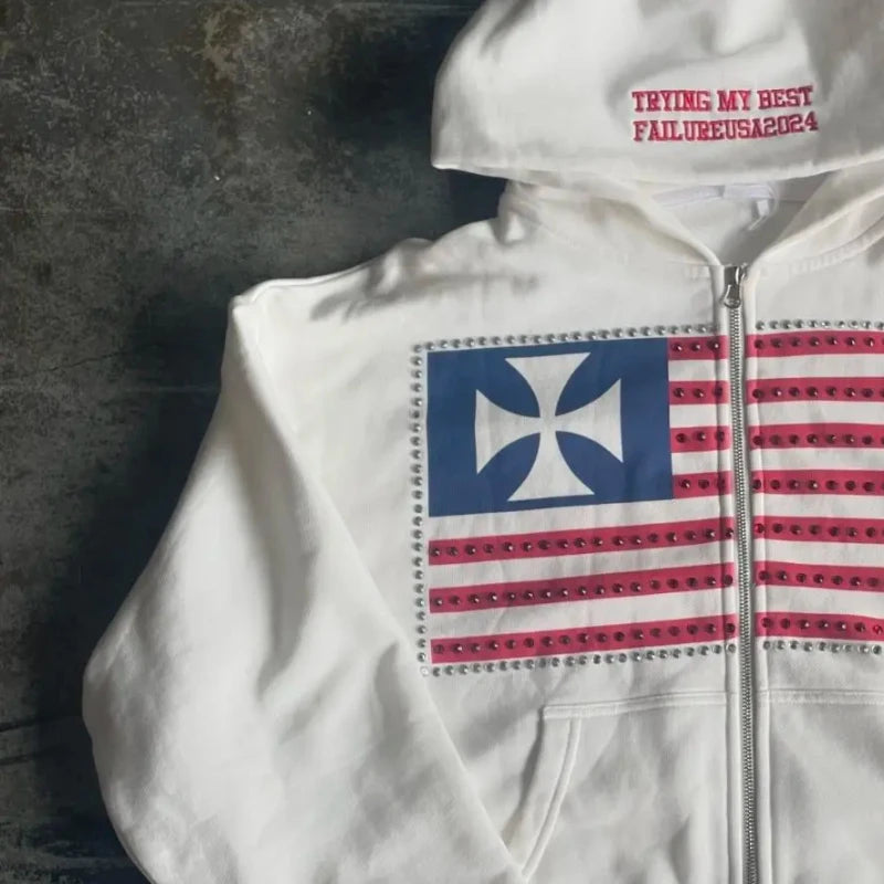 Weißes Sweatshirt „USA“