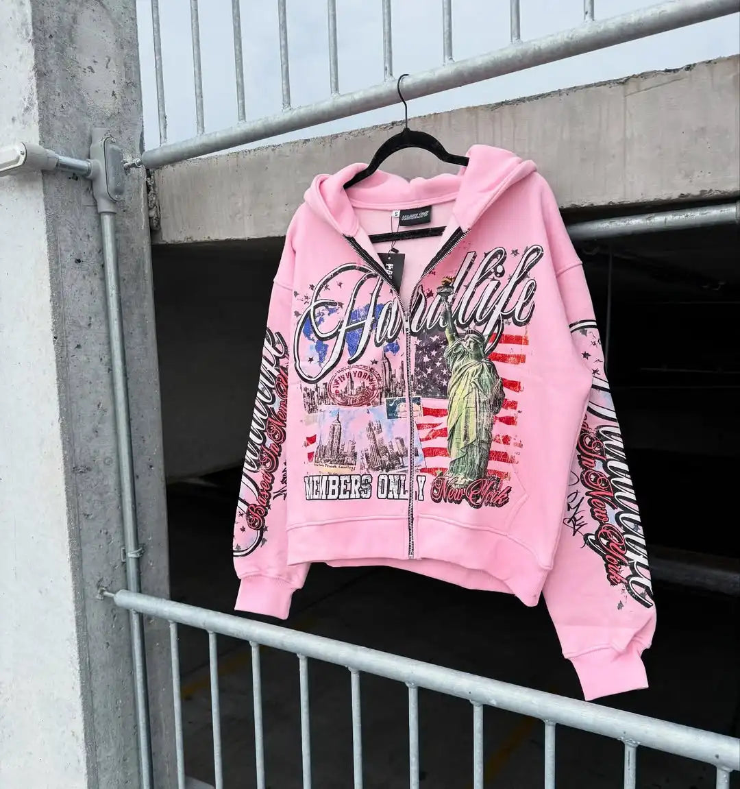 Neuer Hip-Hop-Trend: Y2K-Streetwear-Sweatshirt mit amerikanischem Retro-Buchstabenprint, Oversized-Design, Harajuku-Farbenfroher Freizeit-Hoodie für Damen