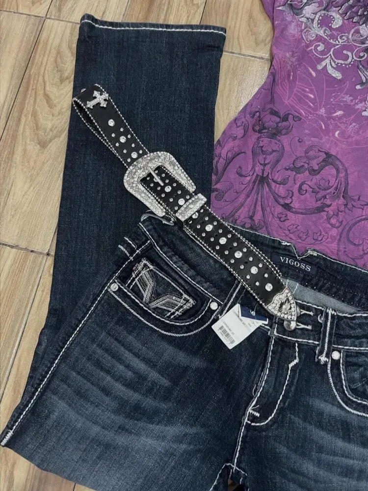 Damen-T-Shirt mit Vintage-Print in Lila im Y2K-Stil, amerikanischer Retro-Look, lässiges Harajuku-Grunge-Fashion-Top, neu