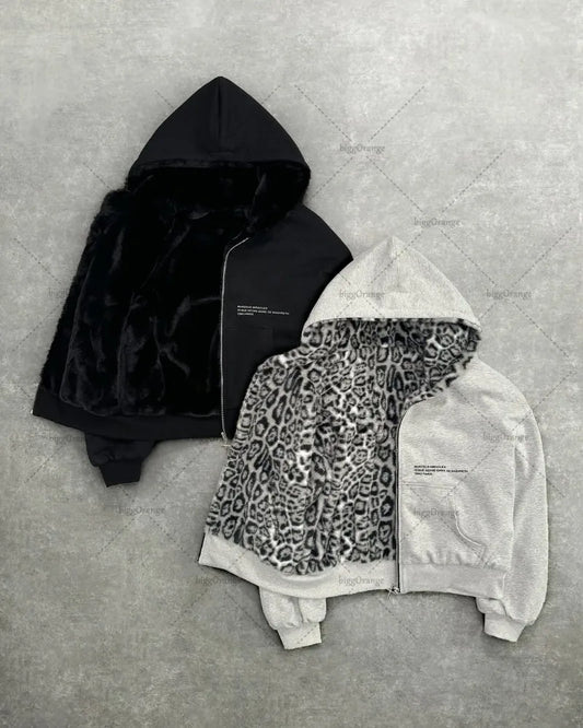 Leopard Print Two-sided Hoodie