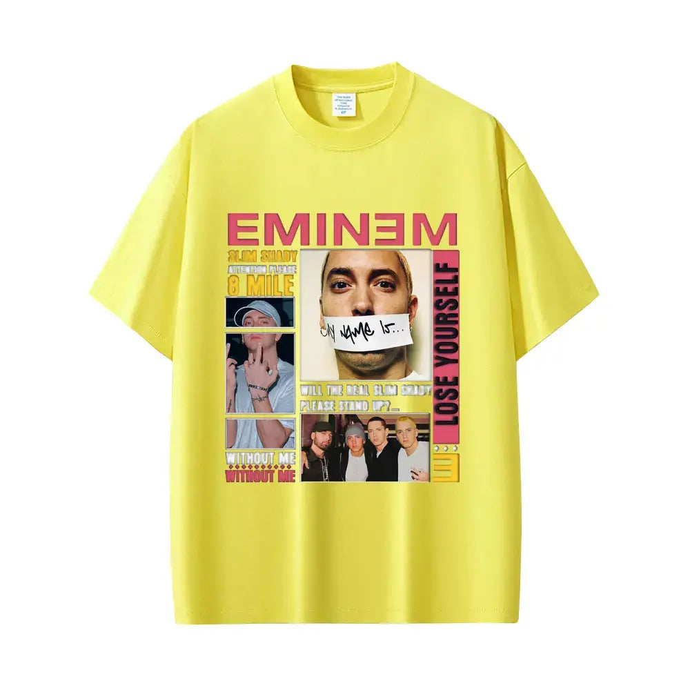 Rapper Eminem Slim Shady Pop Music T-shirt Men's Clothing Vintage Streetwear Men Women Hip Hop Fashion Short Sleeve Tops T Shirt - DRACO COUTURE