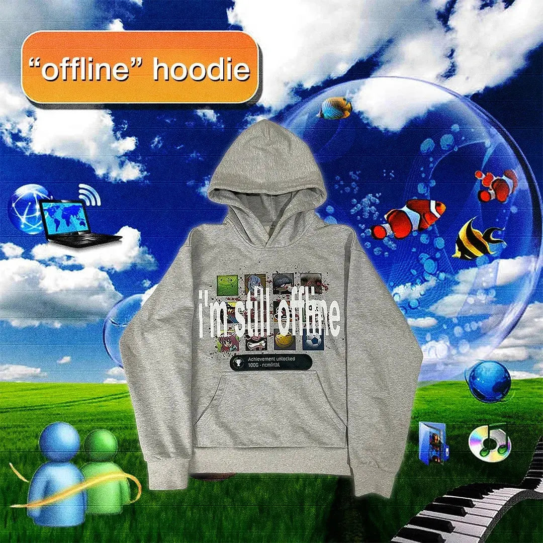 Y2k vintage 3ds and offline hoodies women street casual sweatpants two piece set sweatshirts harajuku tracksuit men clothing - DRACO COUTURE