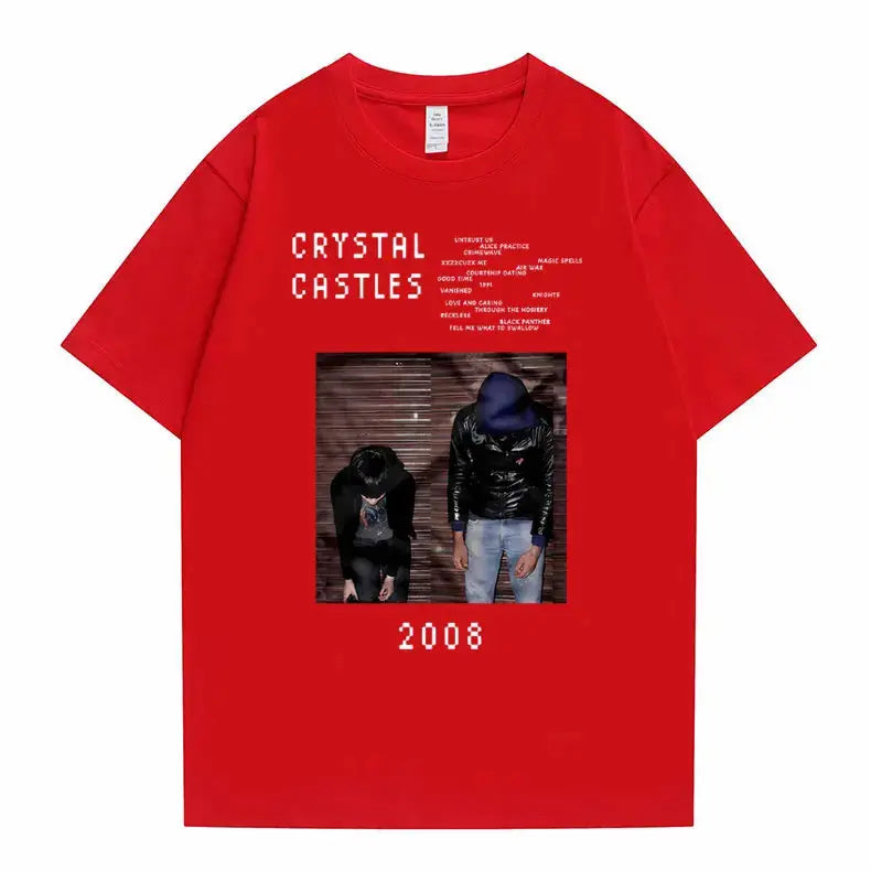 Crystal Castles Graphic T Shirts Male Gothic Music Band T Shirt Men's Vintage Tshirt Men Women Hip Hop Rock Oversized T-shirts - DRACO COUTURE