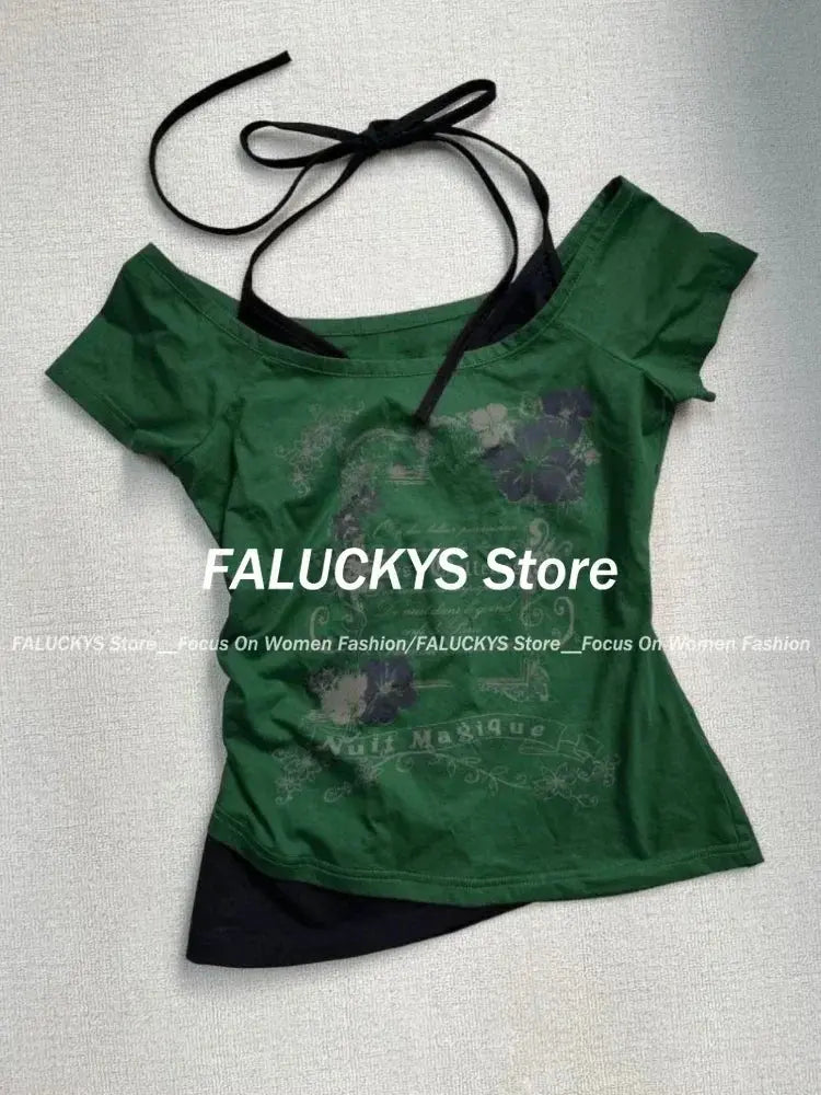 T-Shirt Women Y2K Streetwear Hot Girl Slim Fit - DRACO COUTURE