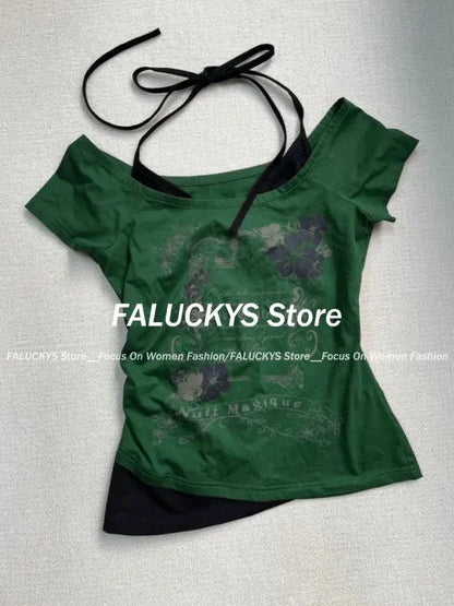 T-Shirt Women Y2K Streetwear Hot Girl Slim Fit - DRACO COUTURE