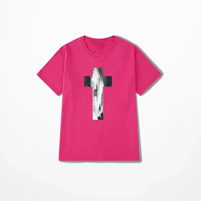 Cross Hip Hop Harajuku Graphic Print Pure cotton Tee Chic Streetwear Punk Short Sleeve T-shirt Vintage Gothic Y2K Cotton T-shirt - DRACO COUTURE