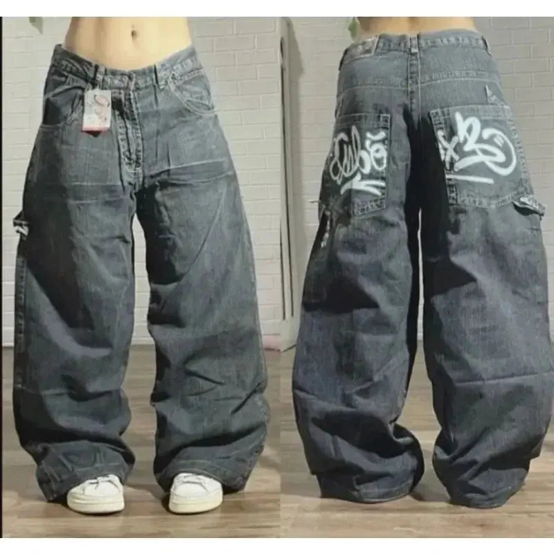 Big Washed Black Grey Jeans Loose - DRACO COUTURE