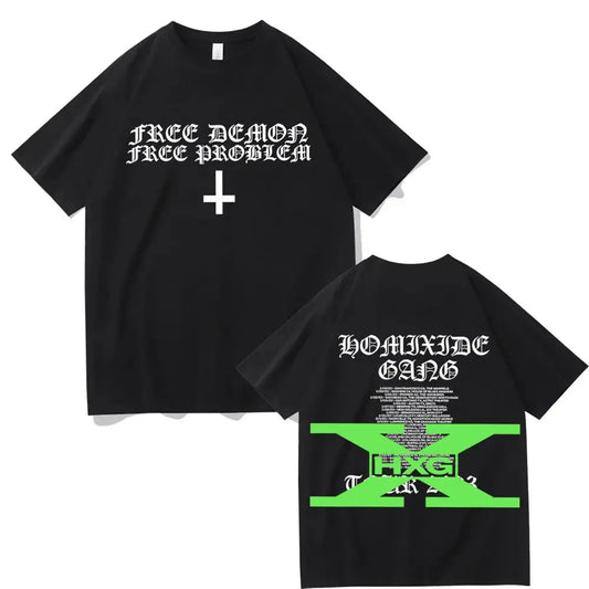 Rapper Homixide Gang Shot or Not Graphic T-shirt Playboi Carti Opium T-shirts Men Hip Hop Vintage Tshirt Male Oversized T Shirts - DRACO COUTURE