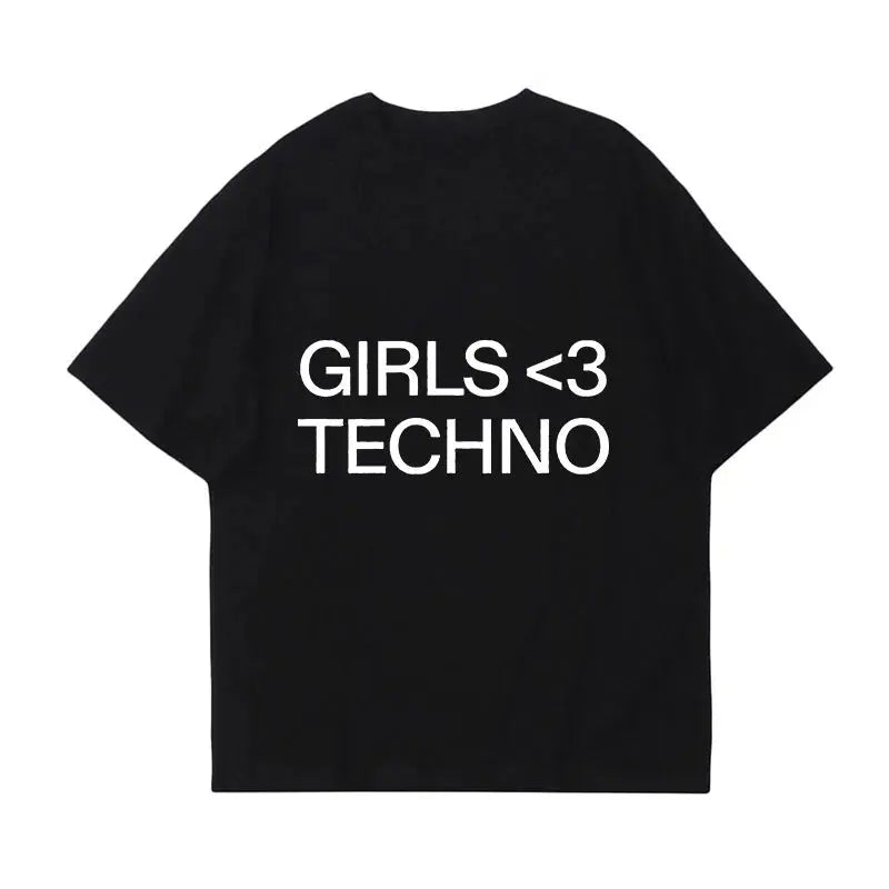 GIRLS <3 TECHNO T-shirt Y2K - DRACO COUTURE