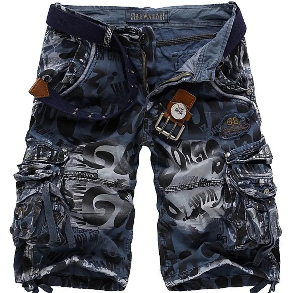 Summer Men's Camouflage Printed Work Shorts Multi-Pocket Zipper Button Military Combat Five Shorts Daily Street Casual Shorts - DRACO COUTURE