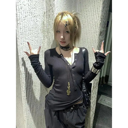 T Shirt Long Sleeve Y2k Japanese - DRACO COUTURE