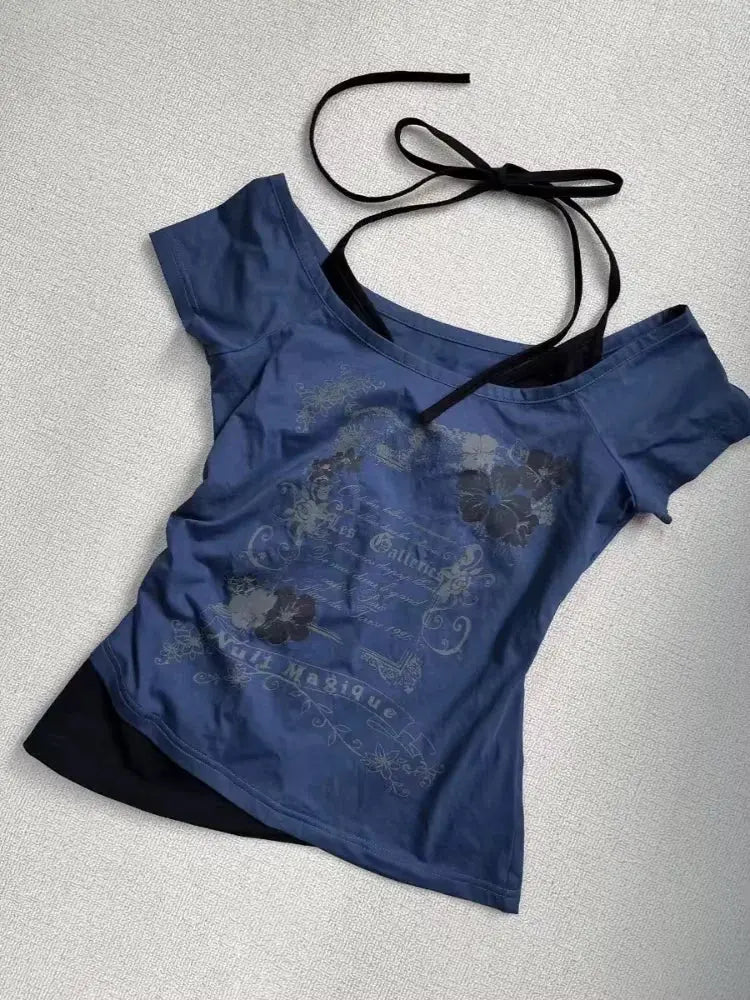 2024 Summer Sexy One Shoulder Design Y2k Vintage T-Shirts - DRACO COUTURE