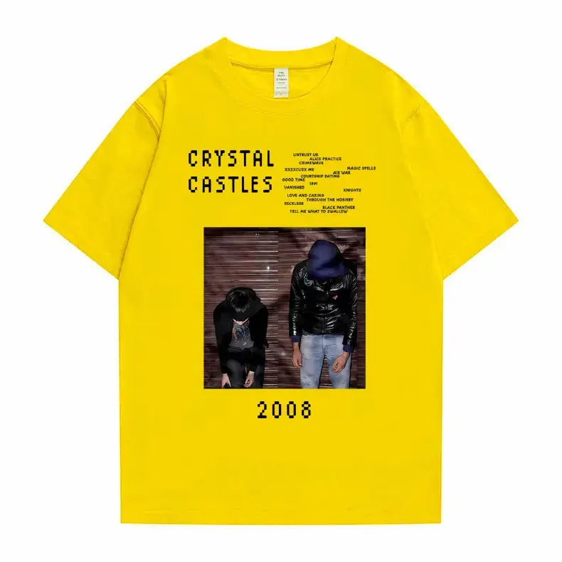 Crystal Castles Graphic T Shirts Male Gothic Music Band T Shirt Men's Vintage Tshirt Men Women Hip Hop Rock Oversized T-shirts - DRACO COUTURE