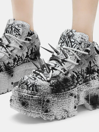 Retro heavy metal thick sole shoes