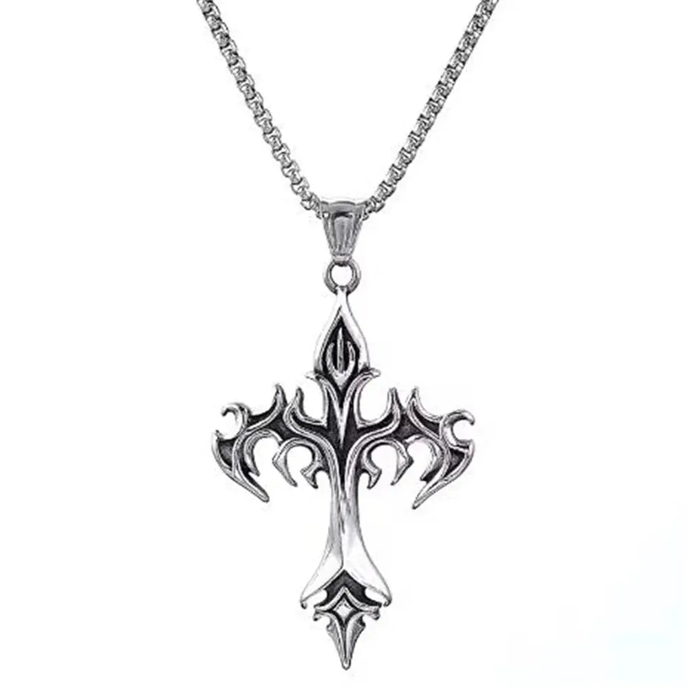 2024 New Personalized Retro Gothic Crucifix Skull Cross Pendant Necklace Men's Trend Punk Jewelry Gift Wholesale - DRACO COUTURE