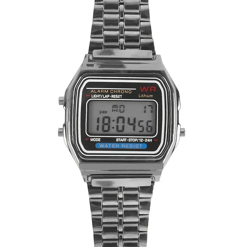 F91W Non-Waterproof Steel Band Watch For Women, Men, Business Clock, Multi-Functional LED Digital Sports Watch, Electronic Clock - DRACO COUTURE