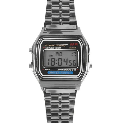 F91W Non-Waterproof Steel Band Watch For Women, Men, Business Clock, Multi-Functional LED Digital Sports Watch, Electronic Clock - DRACO COUTURE