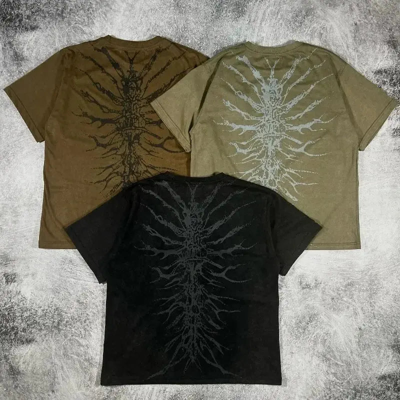 Gothic Skeleton Print T shirt Loose - DRACO COUTURE