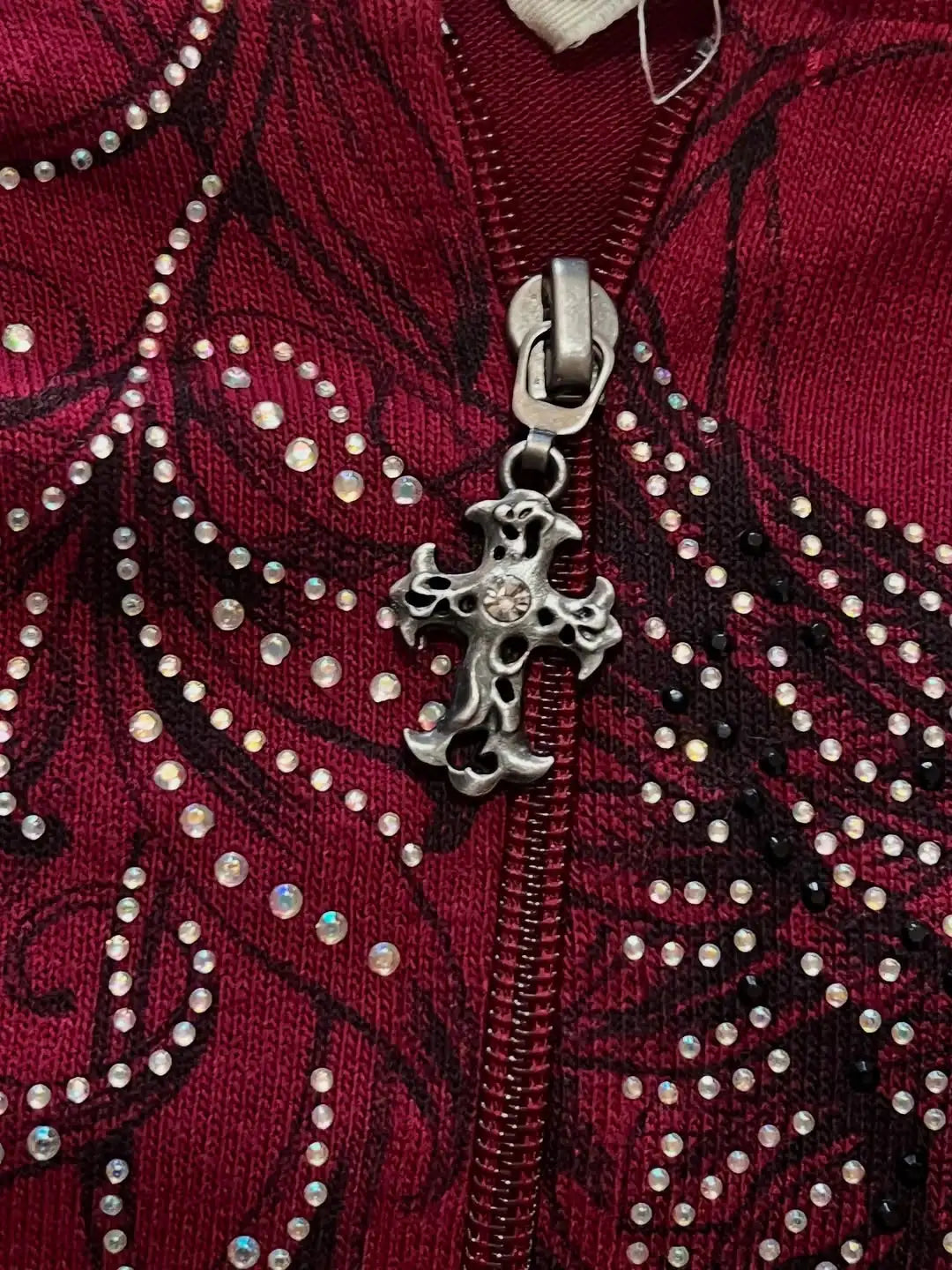 Affliction Red Masonry Hoodie – Y2K Oversize Zip