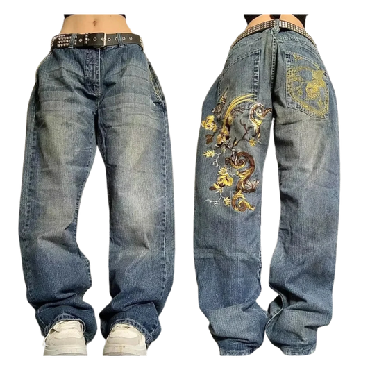 Loose Print Y2K Jeans (10+)
