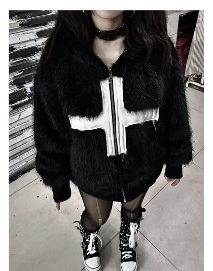 Kurtka Zimowa Faux Fur Punk