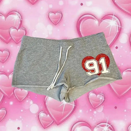 Sexy Club Slim Hot Short Pants Y2K Streetwear Digital Print Grey Shorts Women Elegant High Waist A Line Wide Leg Suit Short - DRACO COUTURE