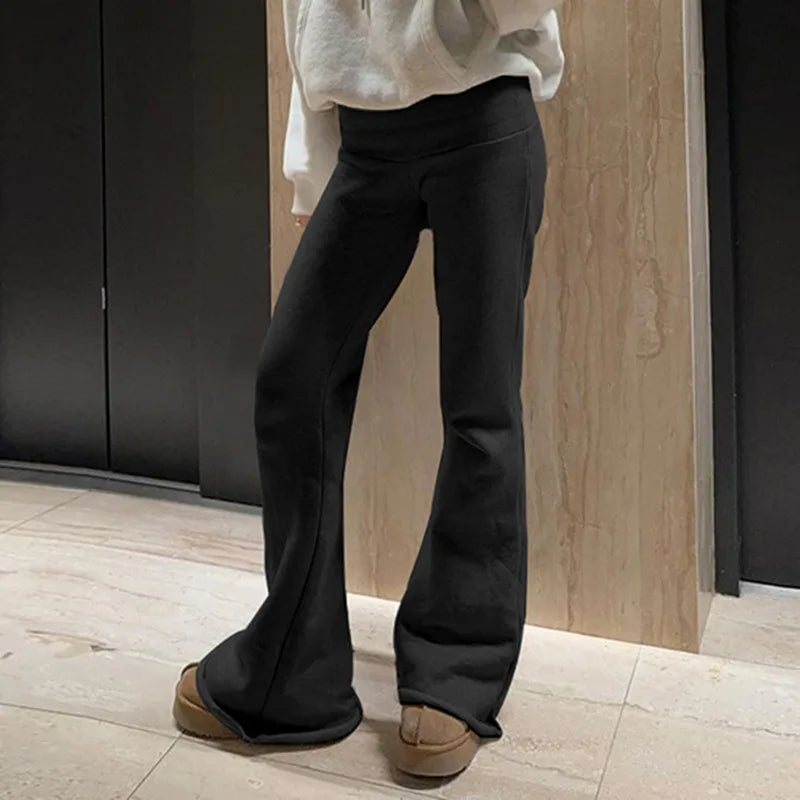 Lässige, sexy Basic-Schlaghose in Unifarben, Y2K-Stil, schmal geschnitten, niedrige Taille, Bootcut-Hose für Damen, Herbst/Frühling 2025, Streetwear-Mode