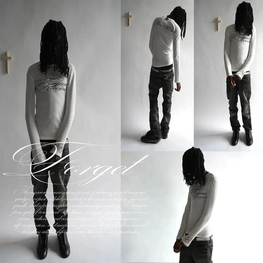 Y2K Aesthetic Long-sleeved Hoodie Printed Sweatshirt Retro Black Gothic Clothes Street Clothing Casual Fashion Trends Otift Tops - DRACO COUTURE