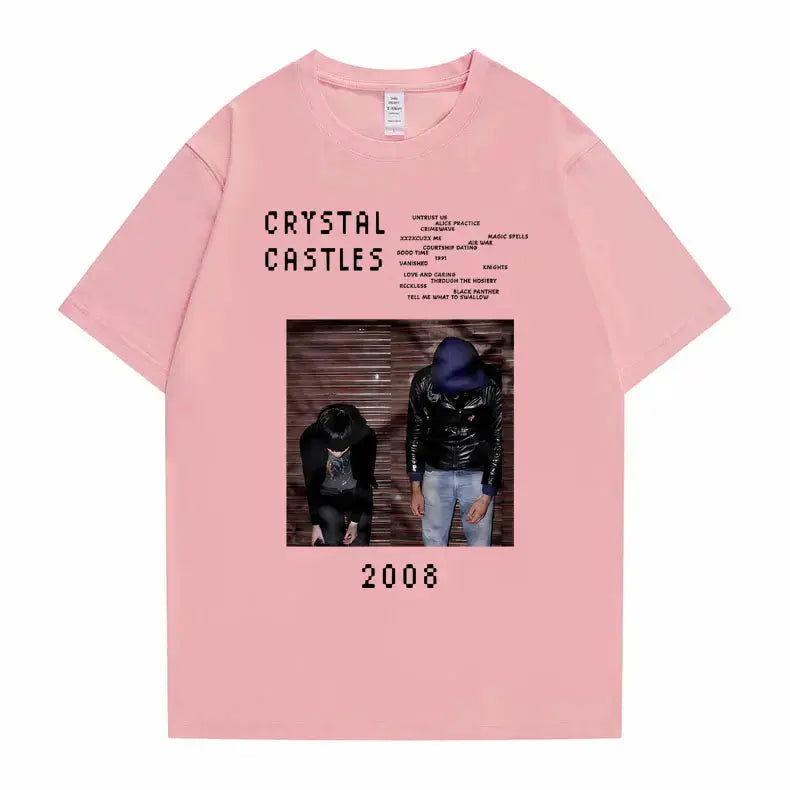Crystal Castles Graphic T Shirts Male Gothic Music Band T Shirt Men's Vintage Tshirt Men Women Hip Hop Rock Oversized T-shirts - DRACO COUTURE