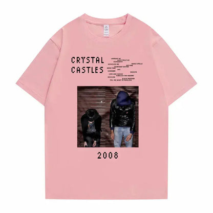 Crystal Castles Graphic T Shirts Male Gothic Music Band T Shirt Men's Vintage Tshirt Men Women Hip Hop Rock Oversized T-shirts - DRACO COUTURE