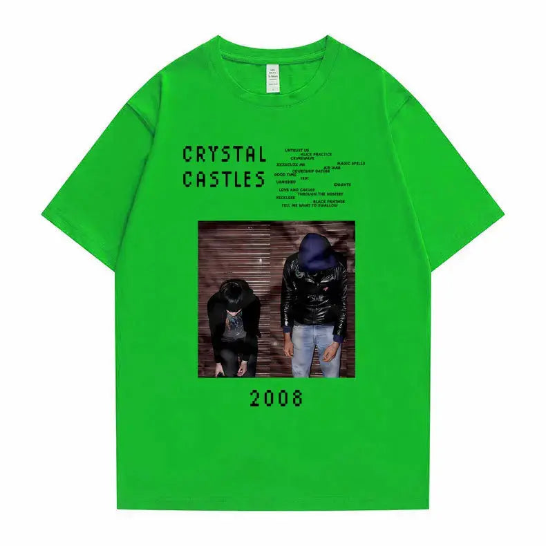 Crystal Castles Graphic T Shirts Male Gothic Music Band T Shirt Men's Vintage Tshirt Men Women Hip Hop Rock Oversized T-shirts - DRACO COUTURE