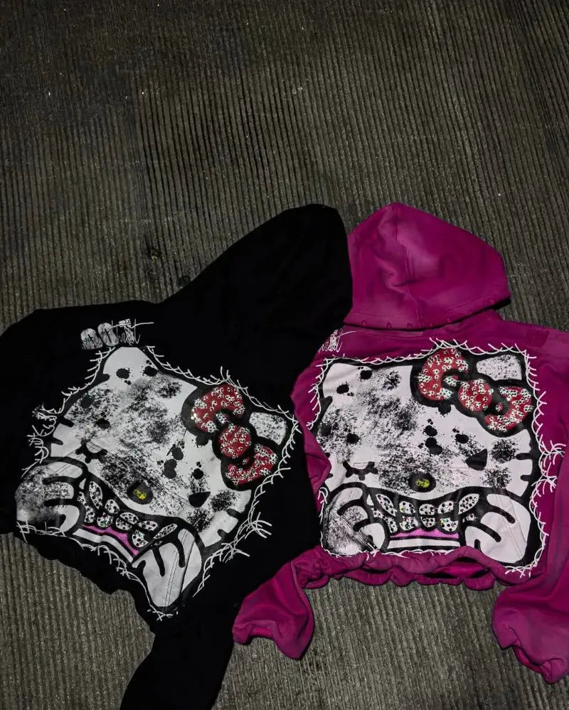 Hello Kitty Y2K Washed Hoodie - DRACO COUTURE