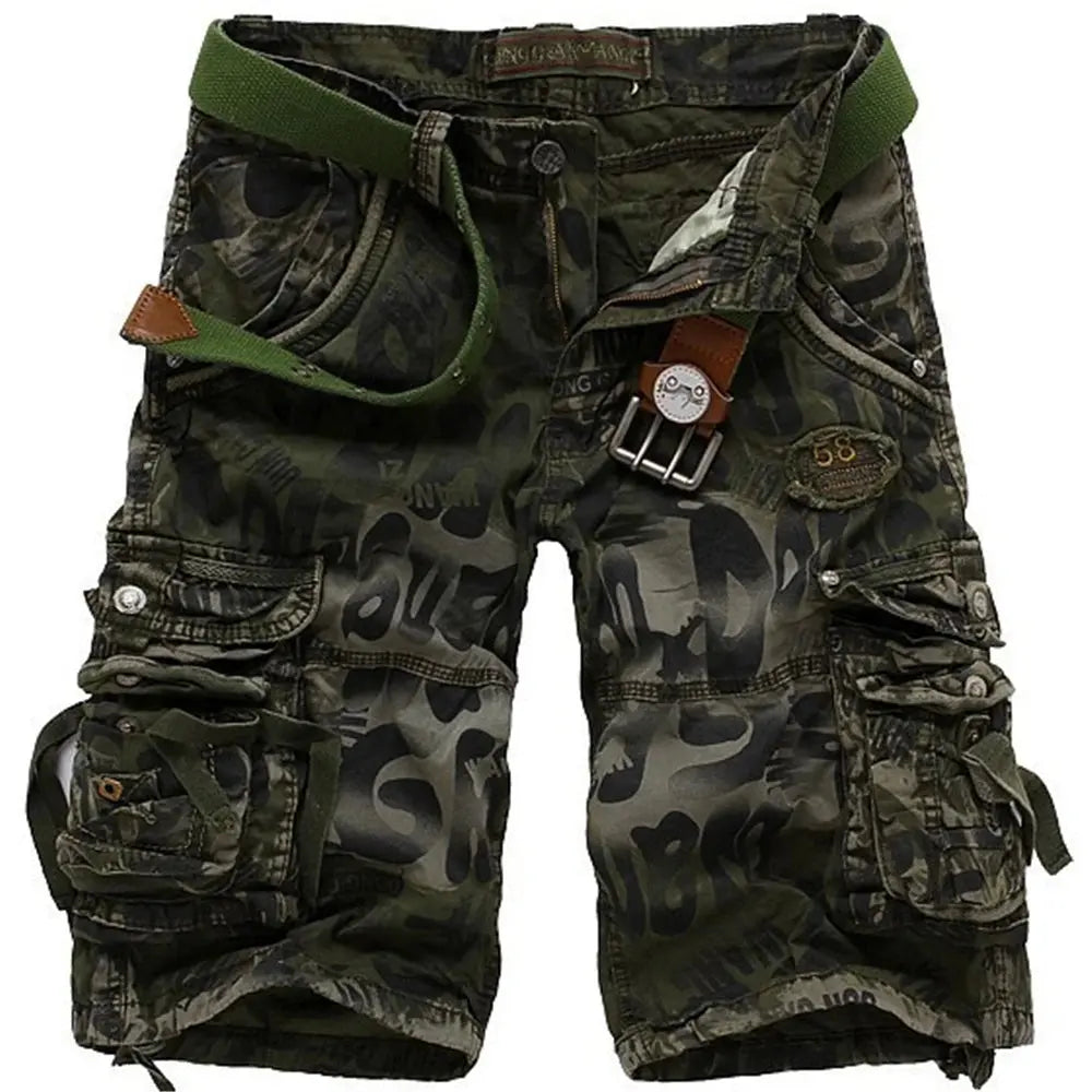 Summer Men's Camouflage Printed Work Shorts Multi-Pocket Zipper Button Military Combat Five Shorts Daily Street Casual Shorts - DRACO COUTURE