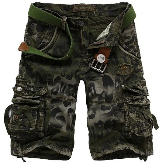 Summer Men's Camouflage Printed Work Shorts Multi-Pocket Zipper Button Military Combat Five Shorts Daily Street Casual Shorts - DRACO COUTURE
