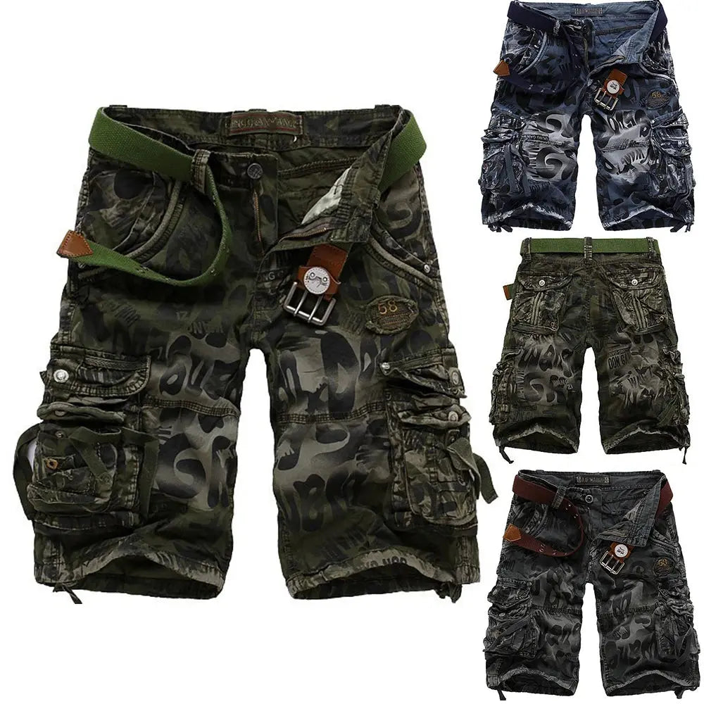 Summer Men's Camouflage Printed Work Shorts Multi-Pocket Zipper Button Military Combat Five Shorts Daily Street Casual Shorts - DRACO COUTURE