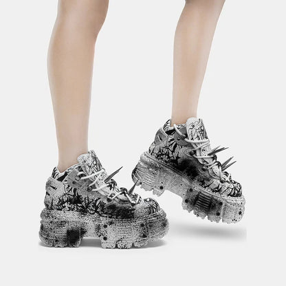 Retro heavy metal thick sole shoes