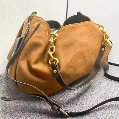 M6CC Unique Pumpkin Canvas Letter Large Shoulder Bag for Women with Chain Strap - DRACO COUTURE