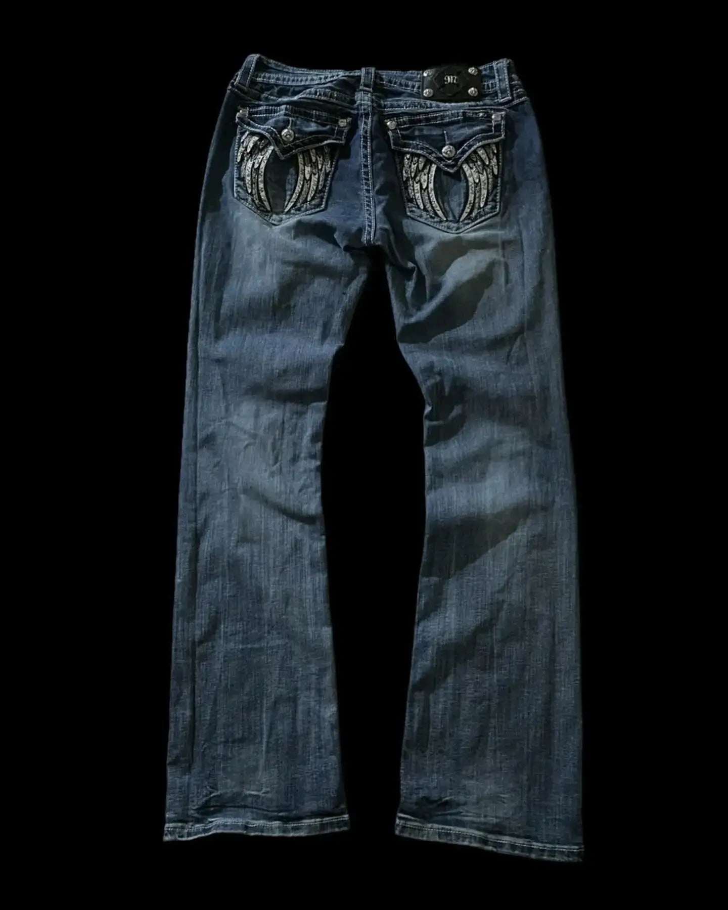 Y2K Embroidery Diamond Jeans Wings - DRACO COUTURE
