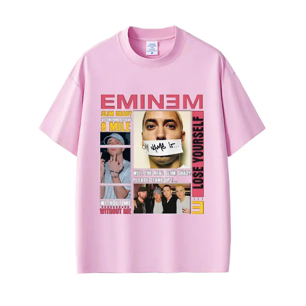 Rapper Eminem Slim Shady Pop Music T-shirt Men's Clothing Vintage Streetwear Men Women Hip Hop Fashion Short Sleeve Tops T Shirt - DRACO COUTURE