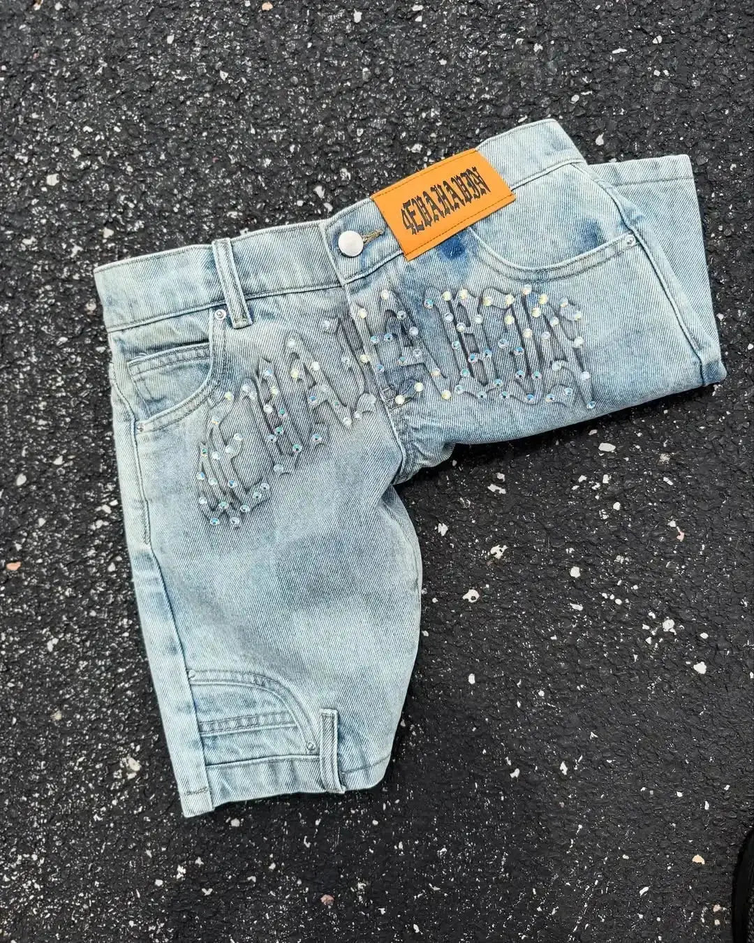 American Street Masonry Design Denim Shorts - DRACO COUTURE