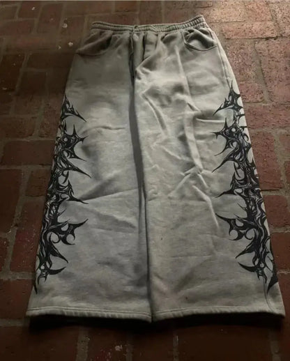 Harajuku Casual Pants Harajuku Gothic Graphic Print Elastic Waist Cotton Straight Jogging Trousers Men Women Hip Hop Street Wear - DRACO COUTURE