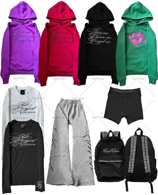 New Goth Harajuku Y2K Streetwear Vintage Clothing High Street Retro Letter Hoodie Men Hip Hop Casual Oversized Sweatshirt Women - DRACO COUTURE