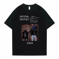 Crystal Castles Graphic T Shirts Male Gothic Music Band T Shirt Men's Vintage Tshirt Men Women Hip Hop Rock Oversized T-shirts - DRACO COUTURE