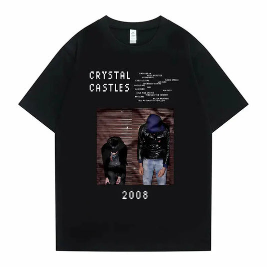 Crystal Castles Graphic T Shirts Male Gothic Music Band T Shirt Men's Vintage Tshirt Men Women Hip Hop Rock Oversized T-shirts - DRACO COUTURE