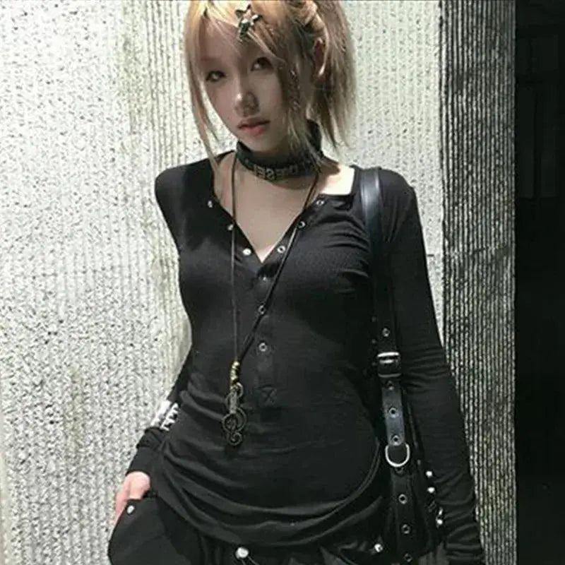 T Shirt Long Sleeve Y2k Japanese - DRACO COUTURE