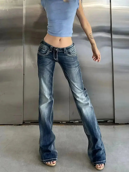 Vintage Streetwear Low Rise Flare Jeans - DRACO COUTURE