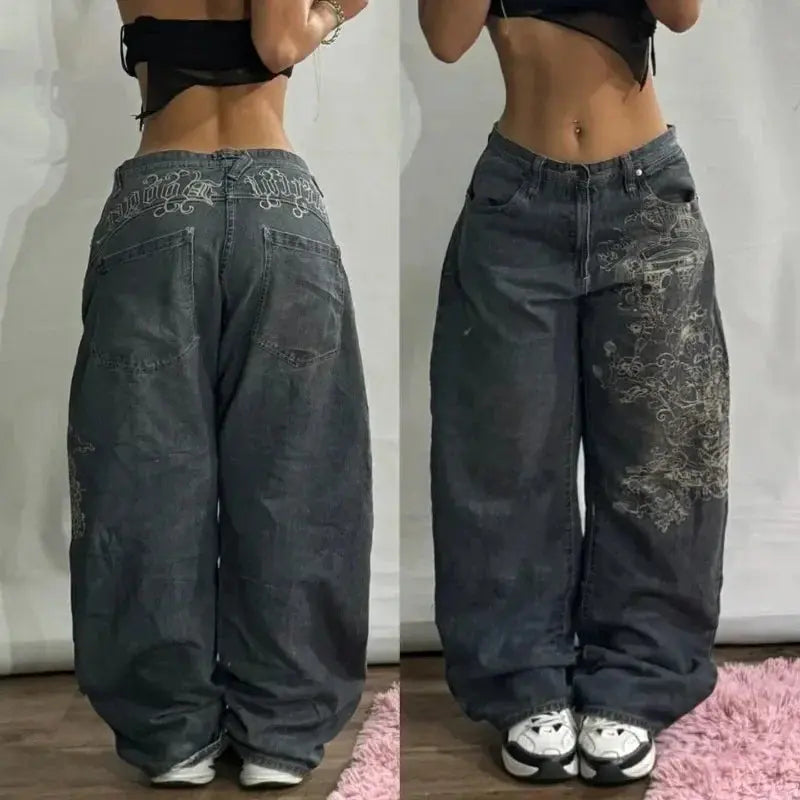 Big Washed Black Grey Jeans Loose - DRACO COUTURE